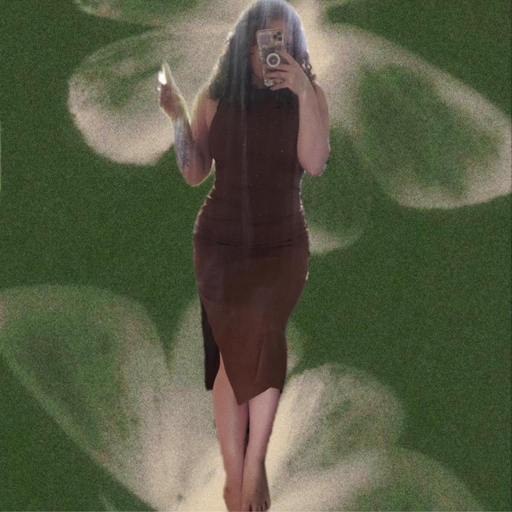 PINK Victoria's Secret Brown Midi Slit Dress